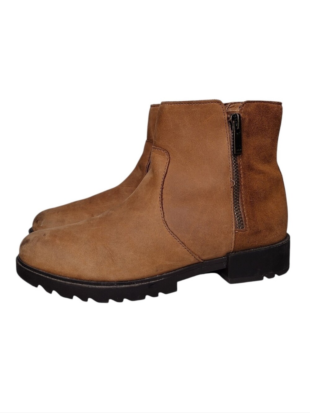 Sorel Emelie ll Brown Leather Waterproof Side-Zip Ankle Boots Sz 7